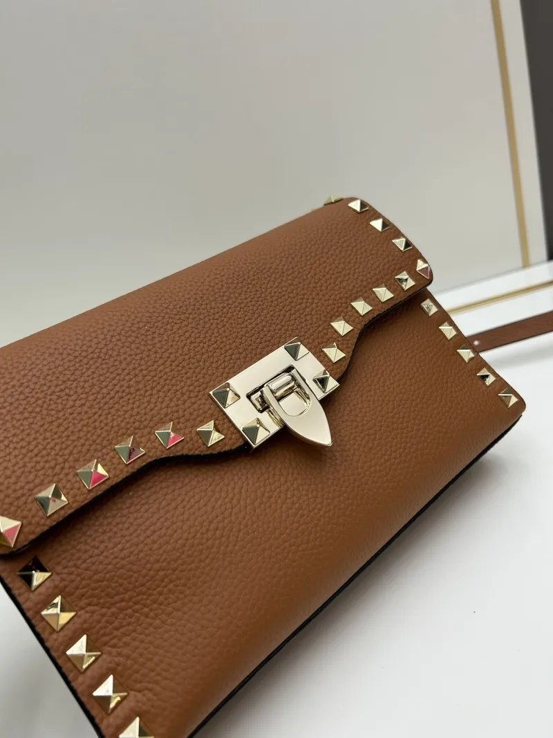 Valentino Brown Studded Crossbody Satchel Bag 0133 - Image 5