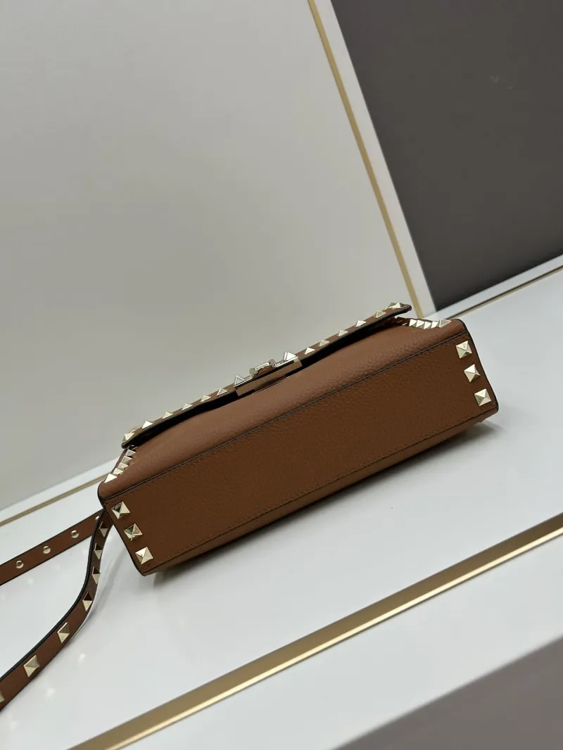 Valentino Brown Studded Crossbody Satchel Bag 0133 - Image 6