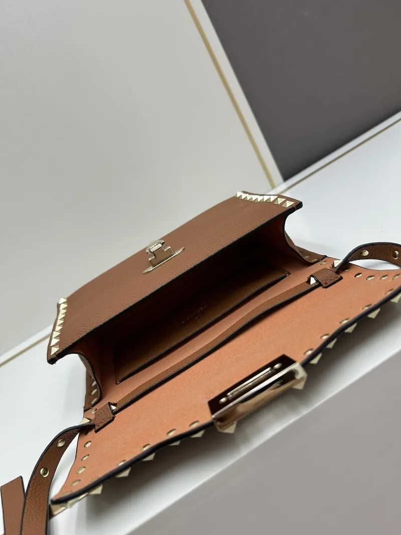 Valentino Brown Studded Crossbody Satchel Bag 0133 - Image 8