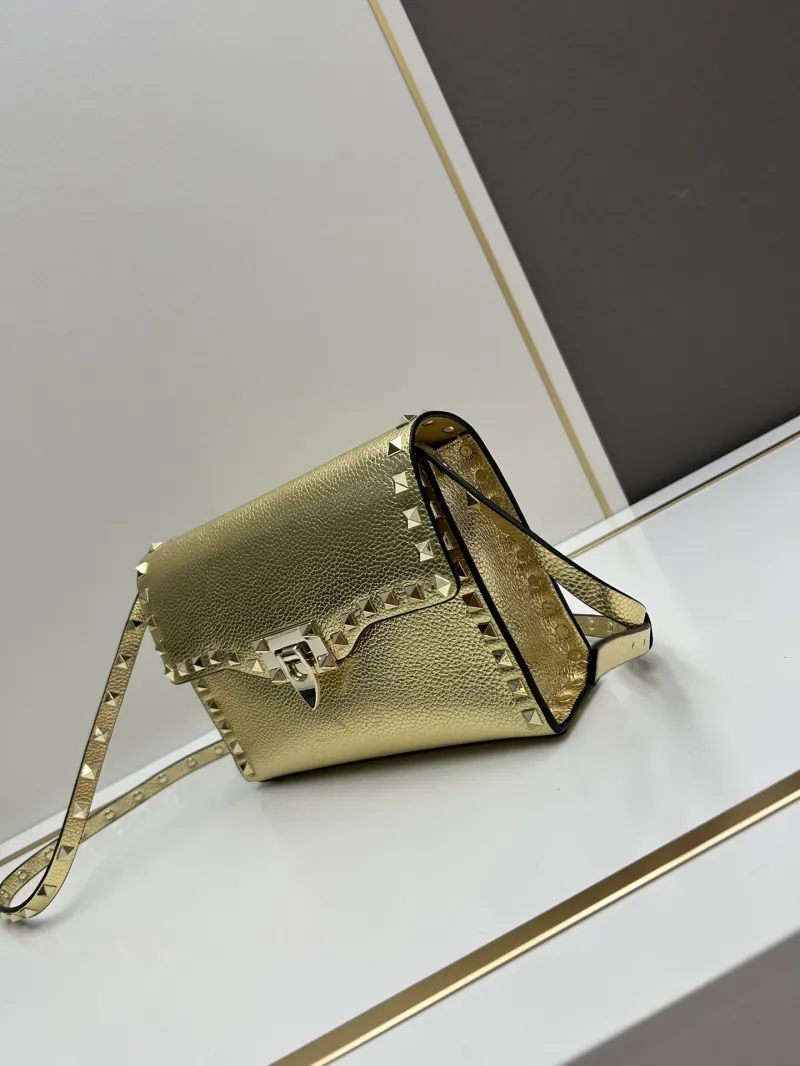 Valentino Gold Crossbody Satchel Bag 0133 - Image 3