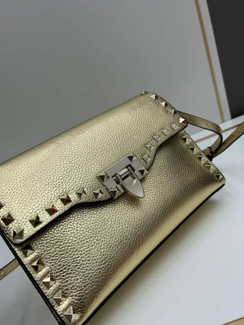 Valentino Gold Crossbody Satchel Bag 0133 - Image 5