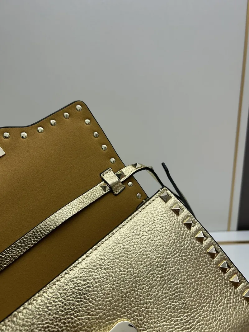 Valentino Gold Crossbody Satchel Bag 0133 - Image 7
