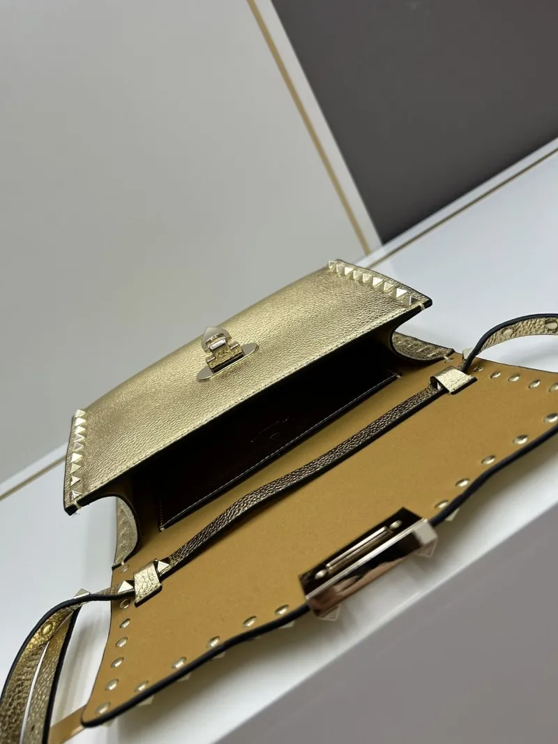 Valentino Gold Crossbody Satchel Bag 0133 - Image 8