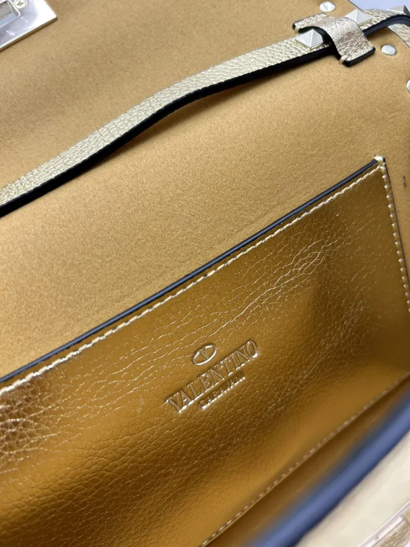 Valentino Gold Crossbody Satchel Bag 0133 - Image 9