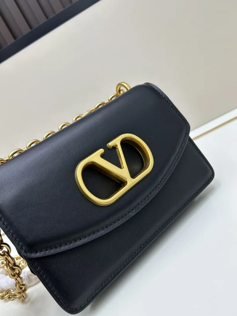 Valentino Black Leather Chain Satchel Bag 20260 - Image 4