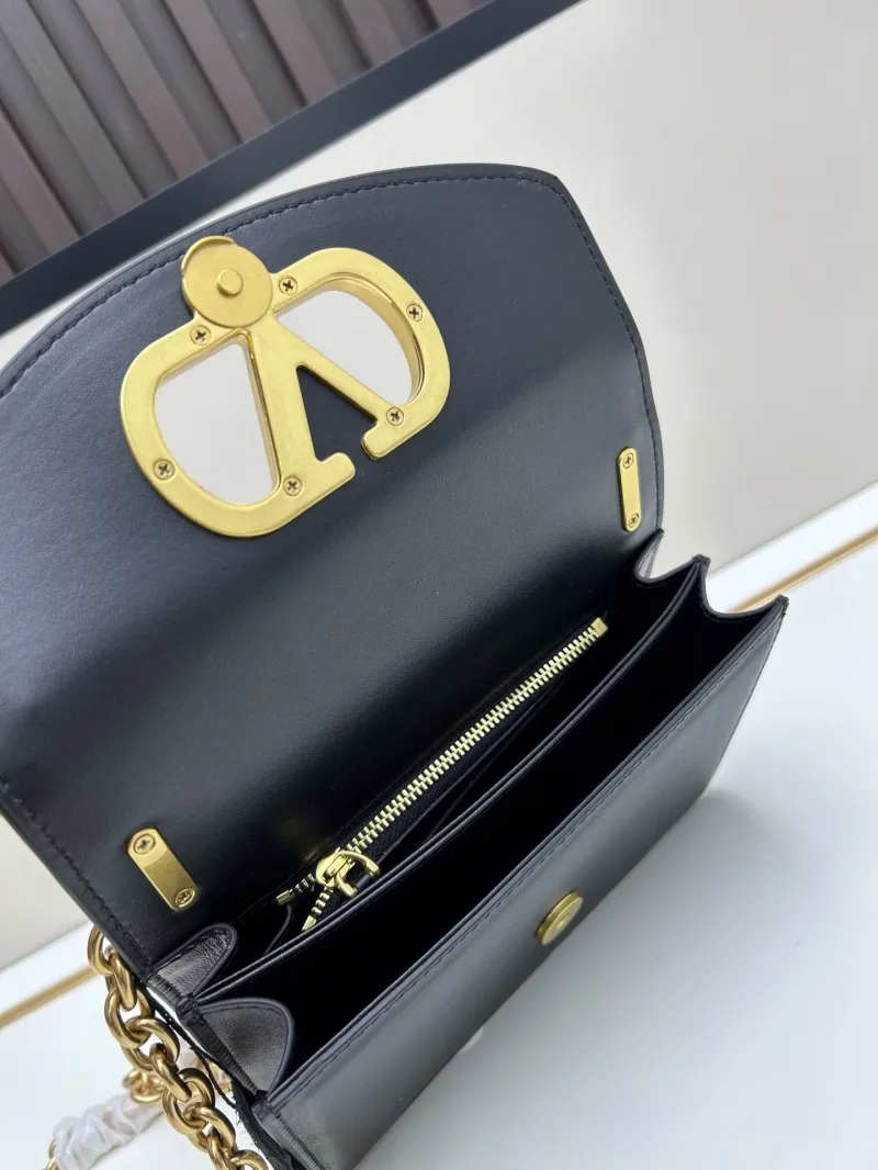 Valentino Black Leather Chain Satchel Bag 20260 - Image 6