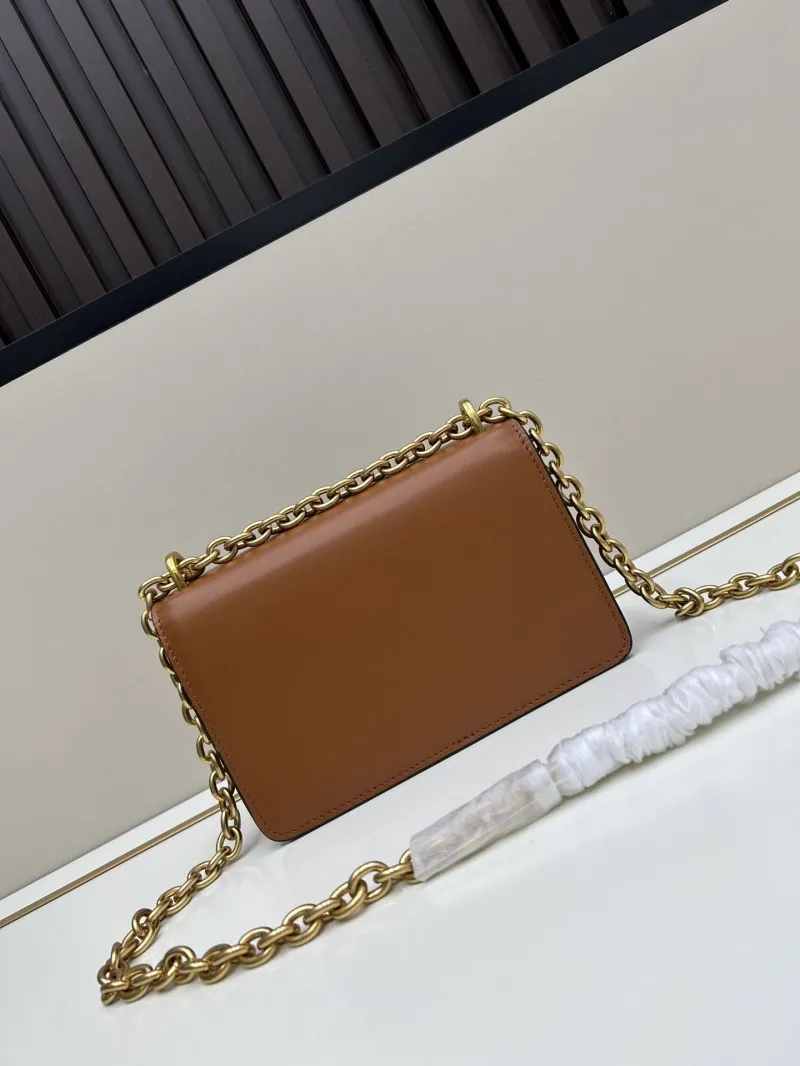 Valentino Brown Leather Chain Satchel Bag 20260 - Image 3