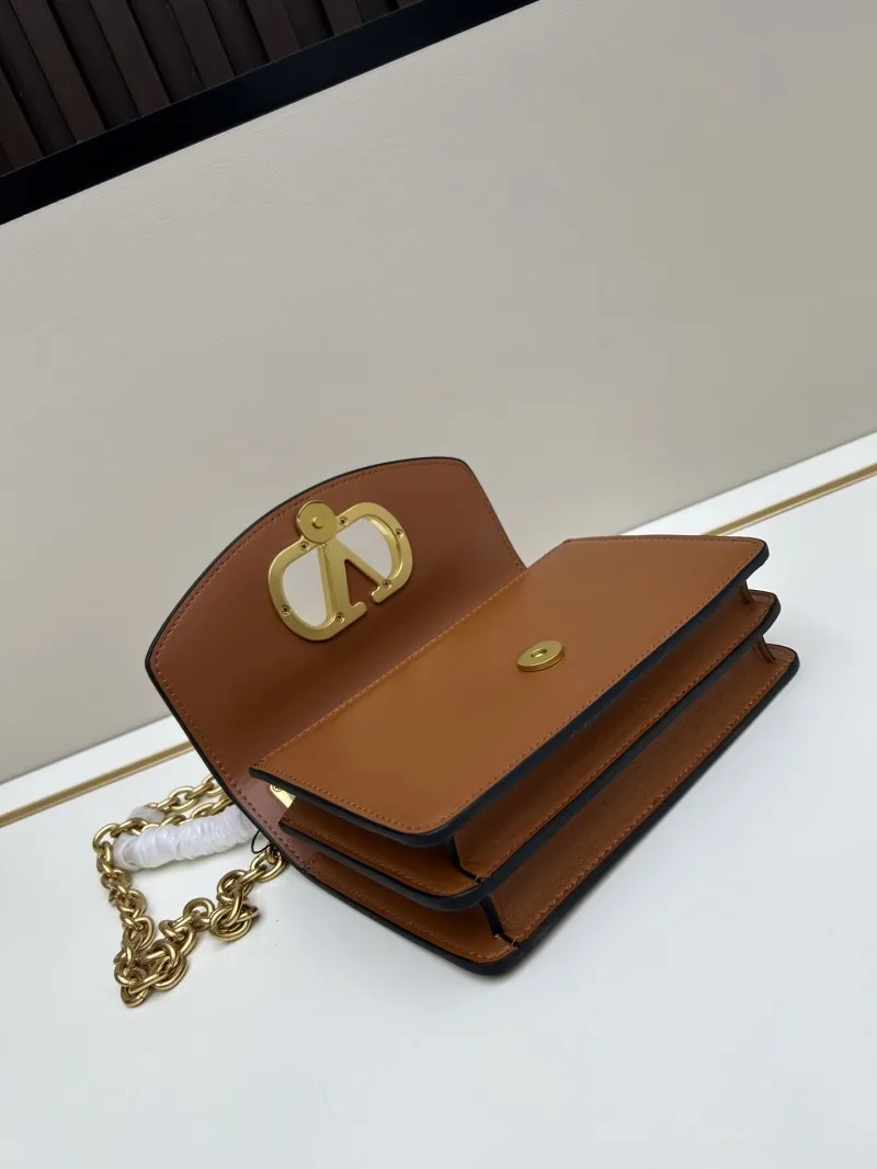 Valentino Brown Leather Chain Satchel Bag 20260 - Image 5