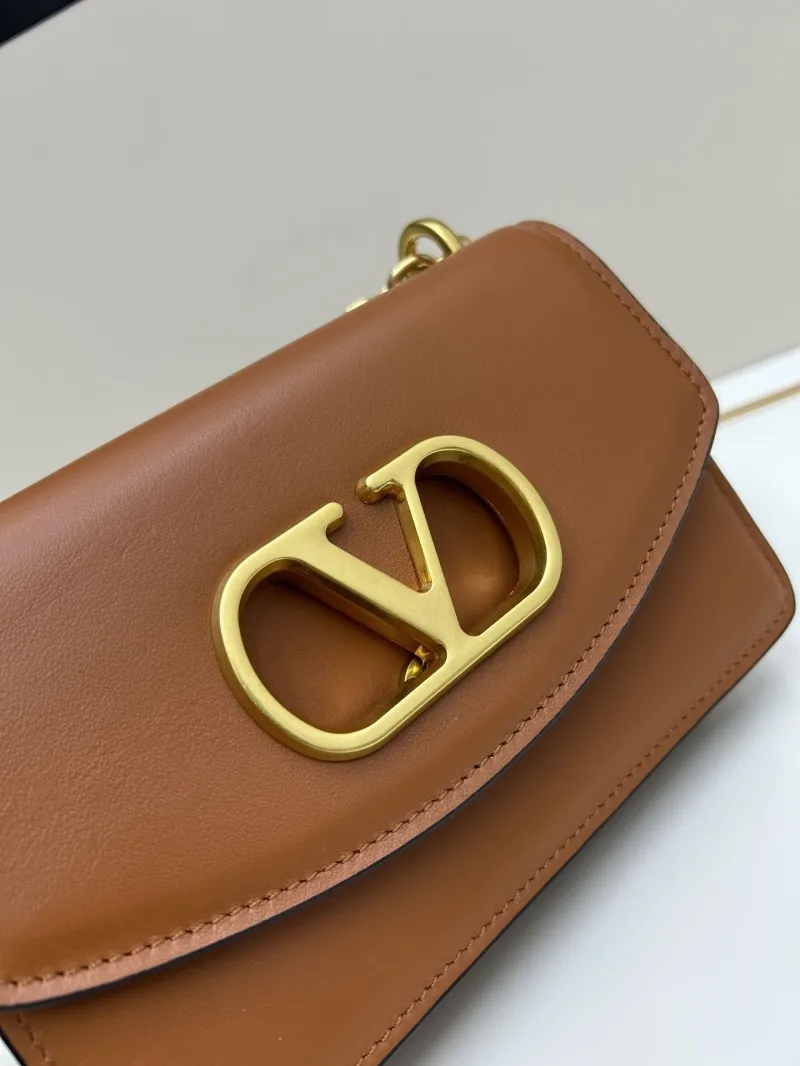 Valentino Brown Leather Chain Satchel Bag 20260 - Image 6