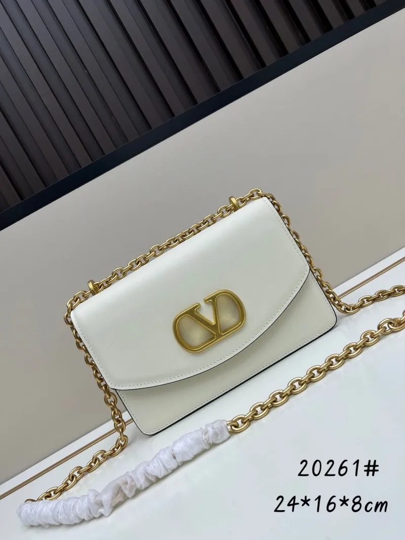 Valentino White Leather Chain Crossbody Bag 20261