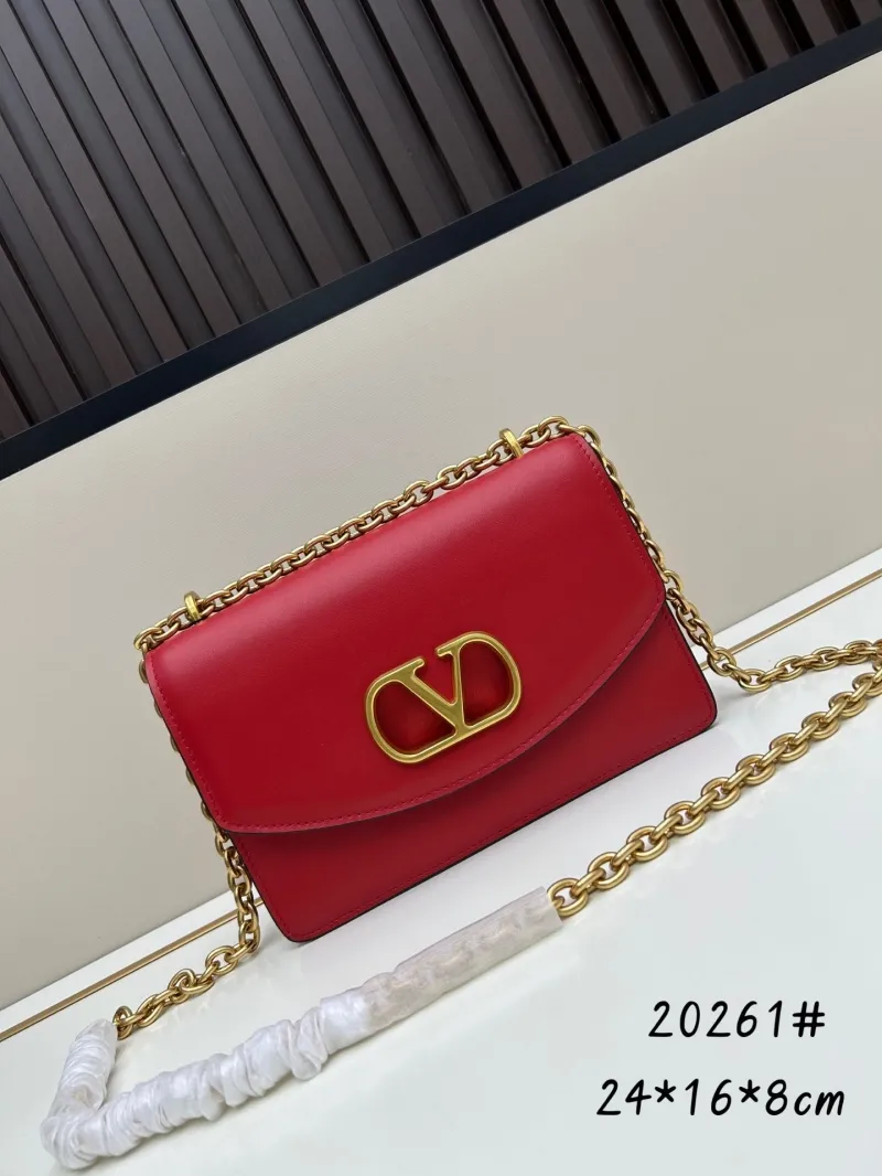 Valentino Red Leather Chain Satchel Bag 20261