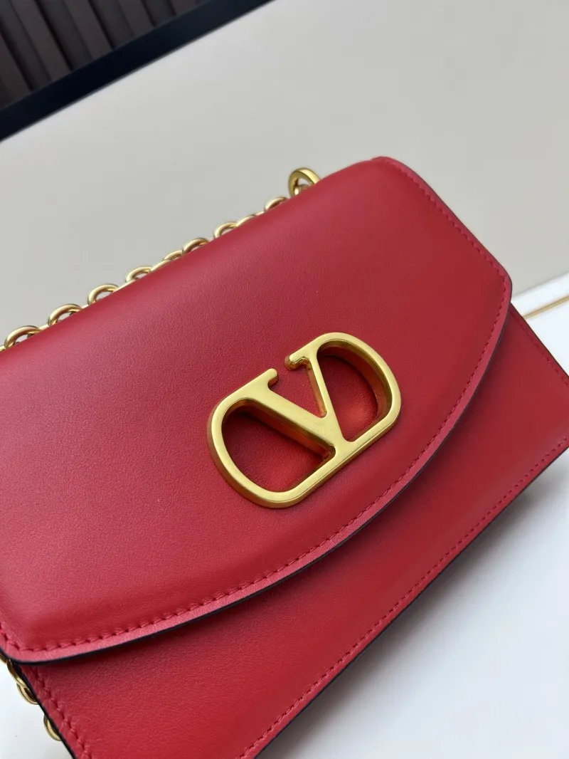 Valentino Red Leather Chain Satchel Bag 20261 - Image 4