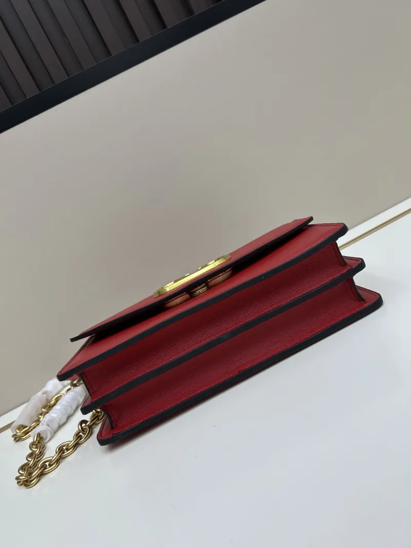 Valentino Red Leather Chain Satchel Bag 20261 - Image 5