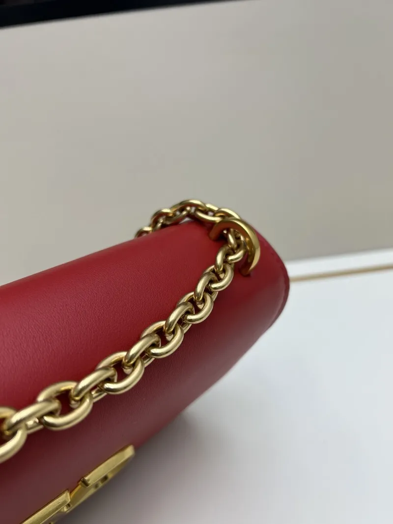 Valentino Red Leather Chain Satchel Bag 20261 - Image 6