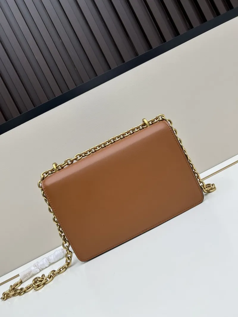 Valentino Brown Leather Chain Satchel Bag 20261 - Image 3
