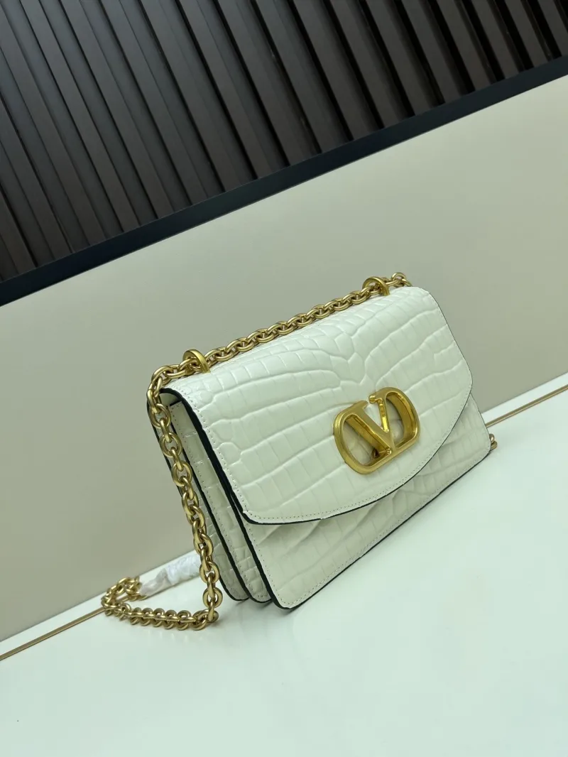 Alternative view of Valentino White Crocodile Embossed Satchel Bag 20261-1
