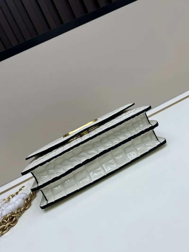 Valentino White Crocodile Embossed Satchel Bag 20261-1 - Image 5