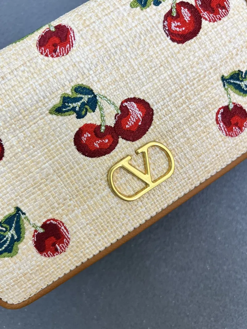 Valentino Beige Cherry Embroidered Crossbody Satchel Bag 1V5053 - Image 4