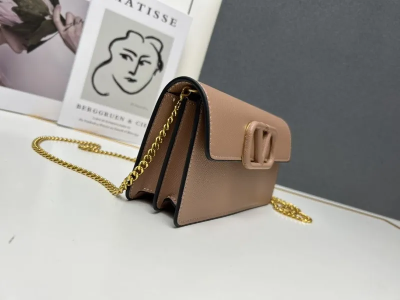 Valentino Nude Leather Chain Crossbody Bag 9879 - Image 3