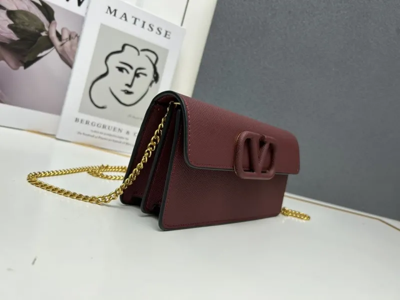 Valentino Burgundy Chain Crossbody Bag 9879 - Image 3