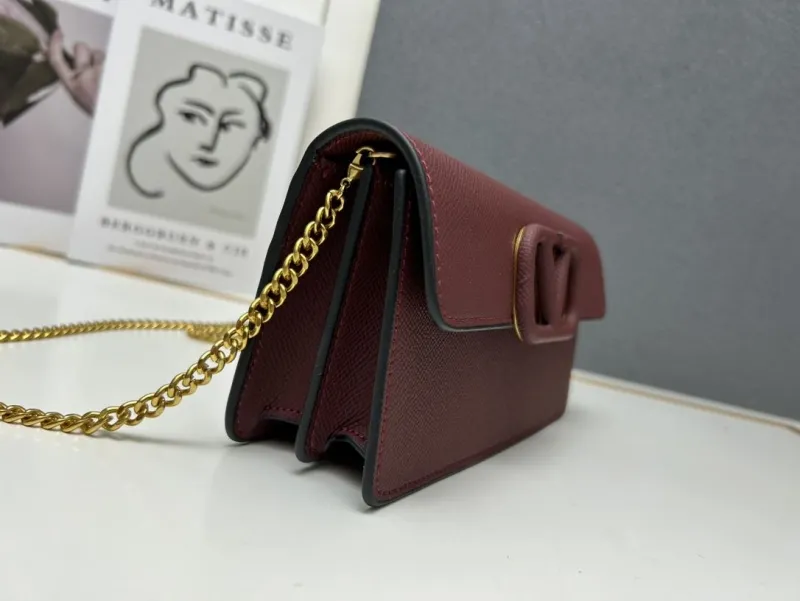 Valentino Burgundy Chain Crossbody Bag 9879 - Image 6