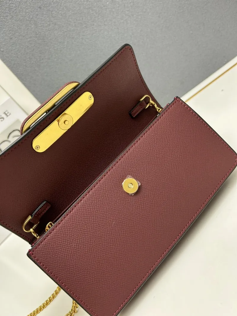 Valentino Burgundy Chain Crossbody Bag 9879 - Image 7