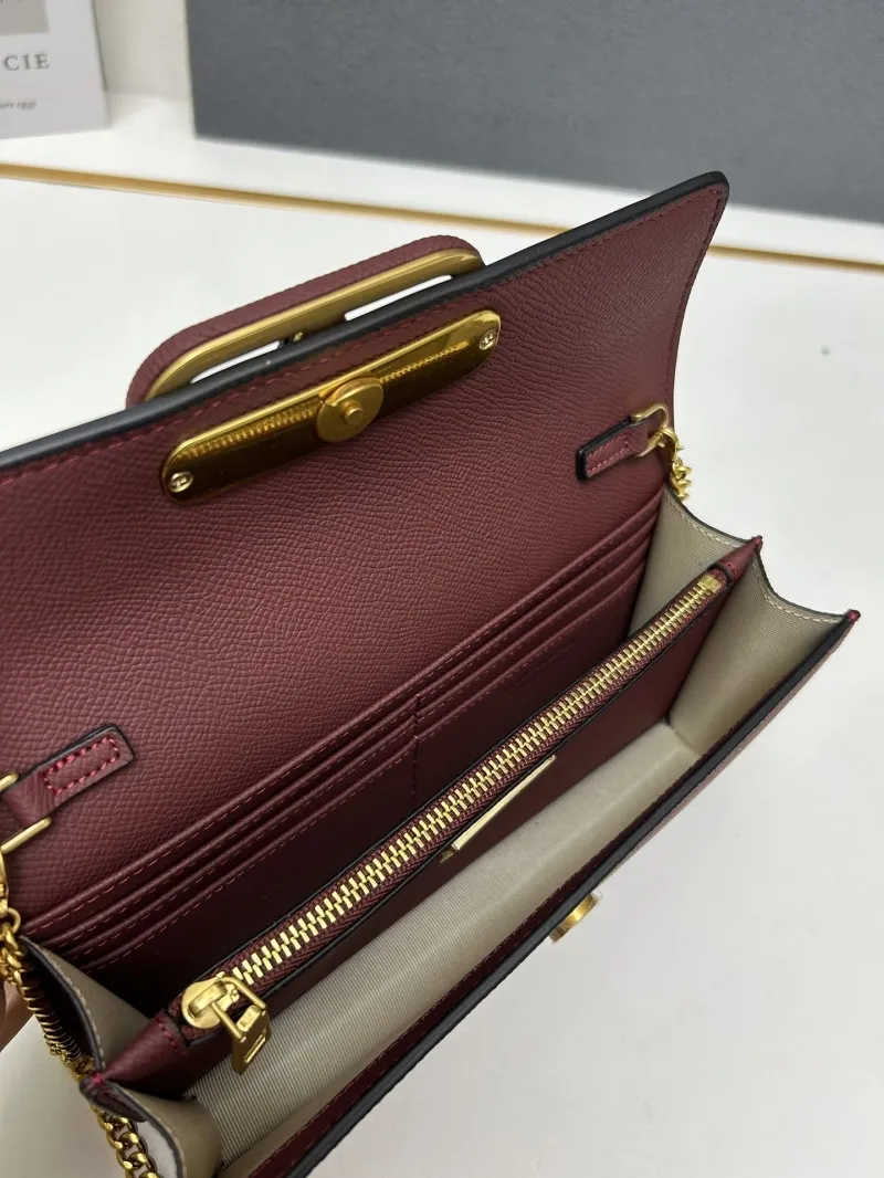 Valentino Burgundy Chain Crossbody Bag 9879 - Image 8