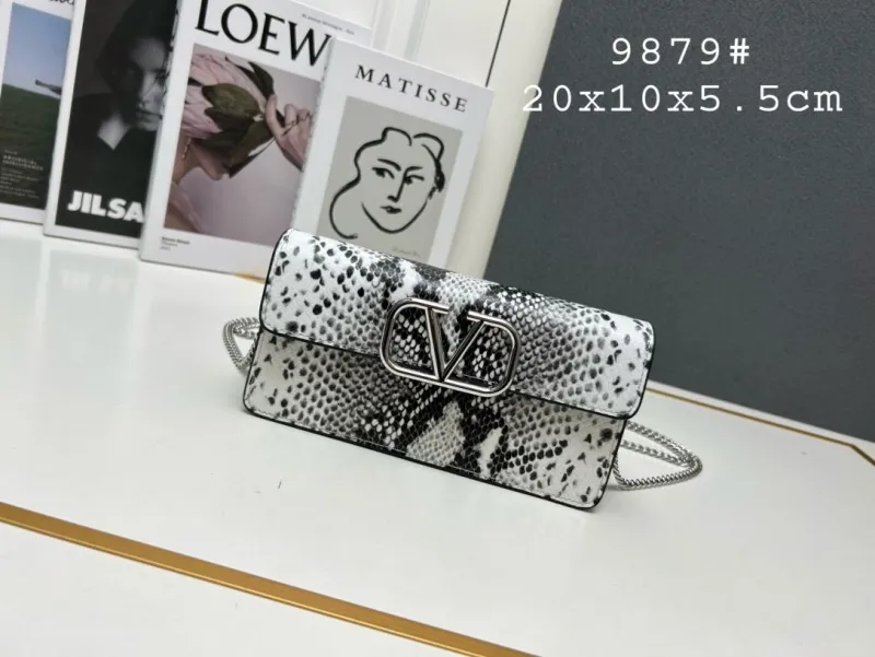 Valentino Black White Snake Print Crossbody Bag 9879