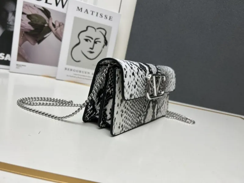 Valentino Black White Snake Print Crossbody Bag 9879 - Image 3