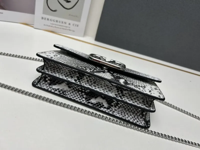 Valentino Black White Snake Print Crossbody Bag 9879 - Image 5