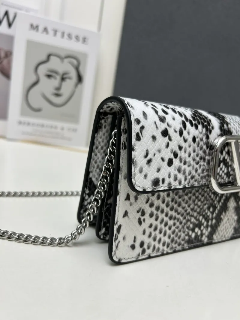Valentino Black White Snake Print Crossbody Bag 9879 - Image 6