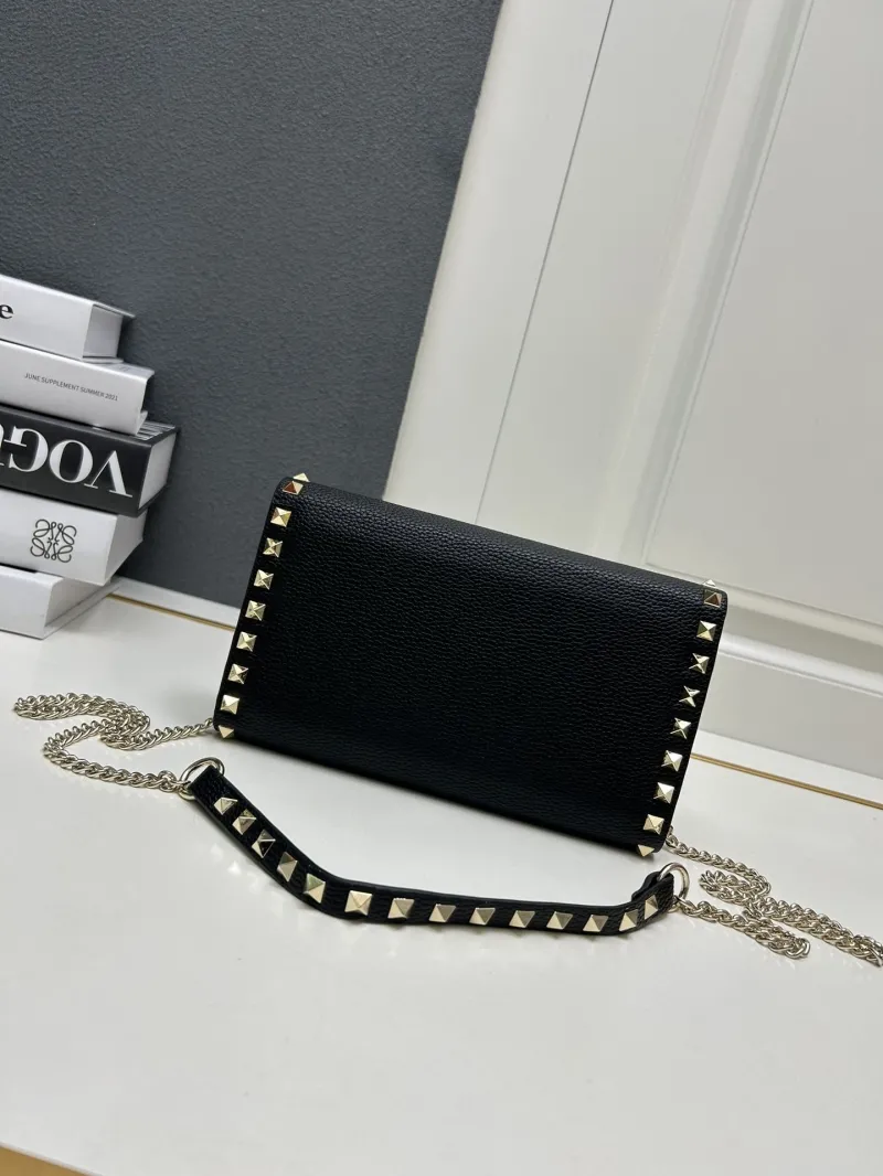 Valentino Black Leather Chain Crossbody Bag 9895 - Image 4