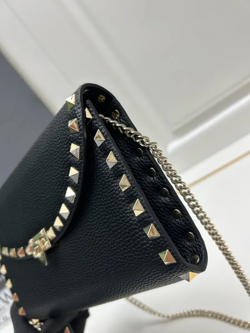 Valentino Black Leather Chain Crossbody Bag 9895 - Image 7