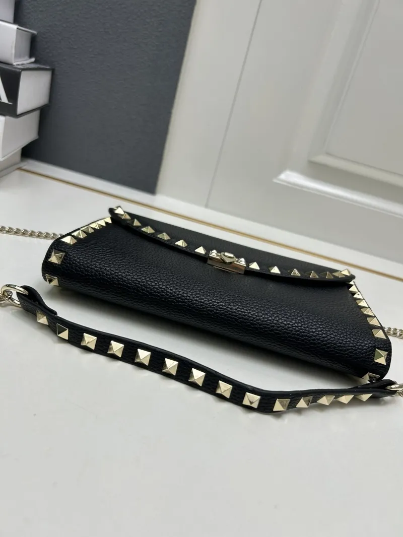 Valentino Black Leather Chain Crossbody Bag 9895 - Image 8