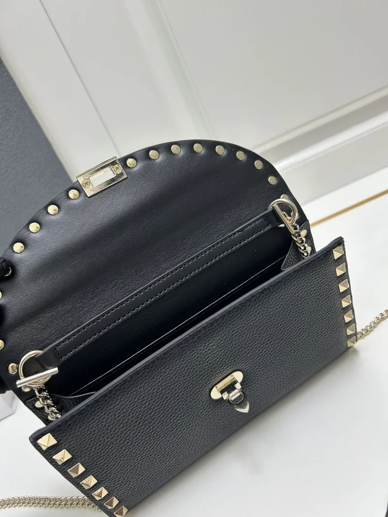 Valentino Black Leather Chain Crossbody Bag 9895 - Image 9
