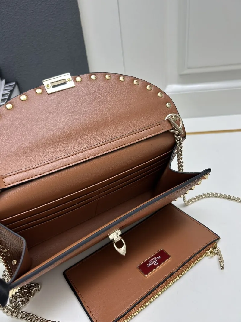Valentino Brown Rockstud Crossbody Satchel Bag - Image 8