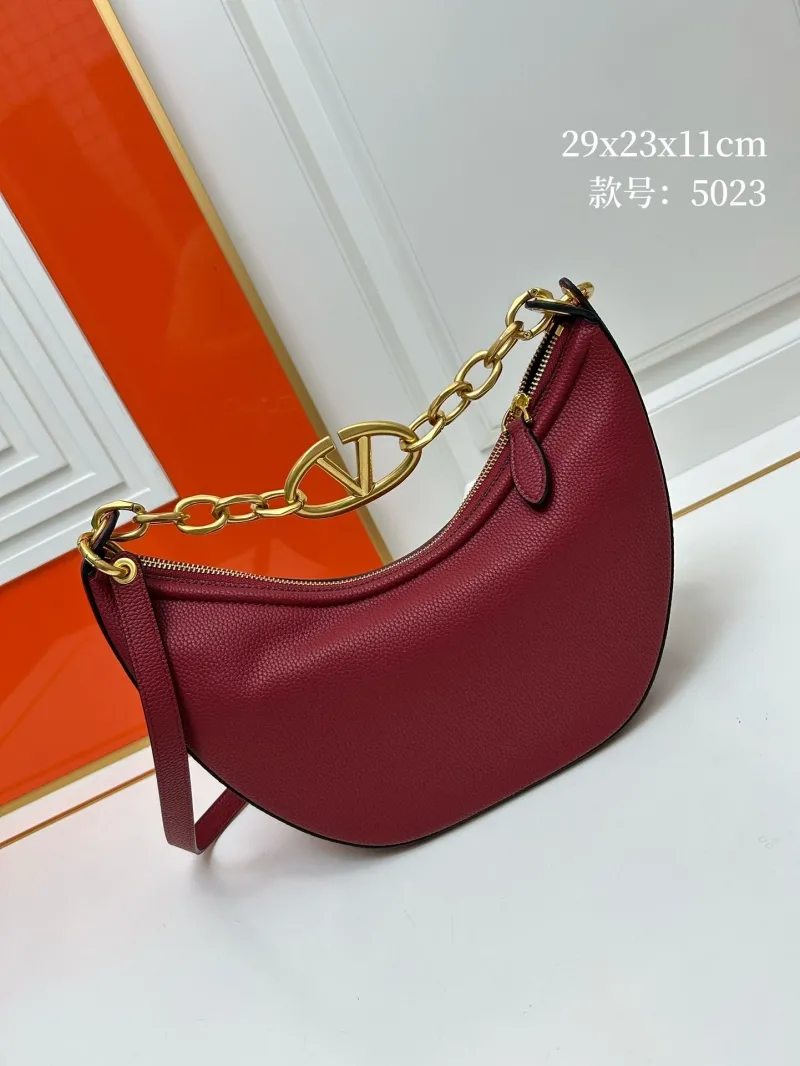 Valentino Burgundy Hobo Bag Style 5023