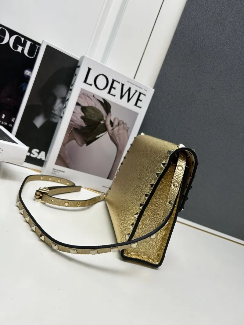 Valentino Gold Rockstud Crossbody Bag 5027 - Image 3