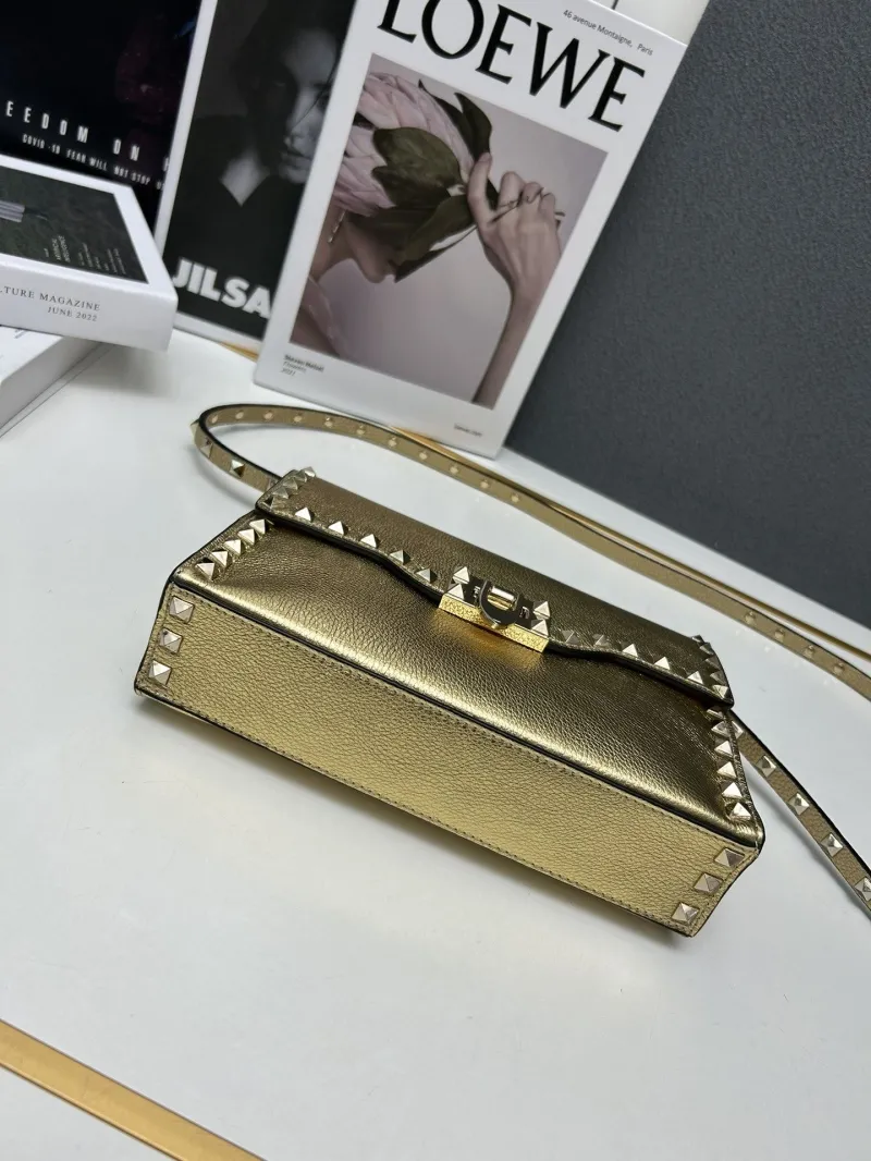 Valentino Gold Rockstud Crossbody Bag 5027 - Image 6