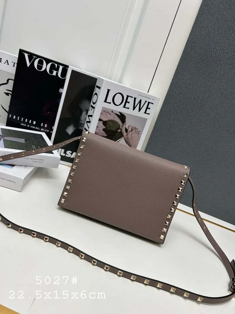Alternative view of Valentino 5027 Taupe Leather Crossbody Bag