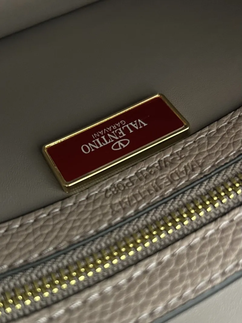 Valentino Taupe Leather Crossbody Bag Model 5028 - Image 9