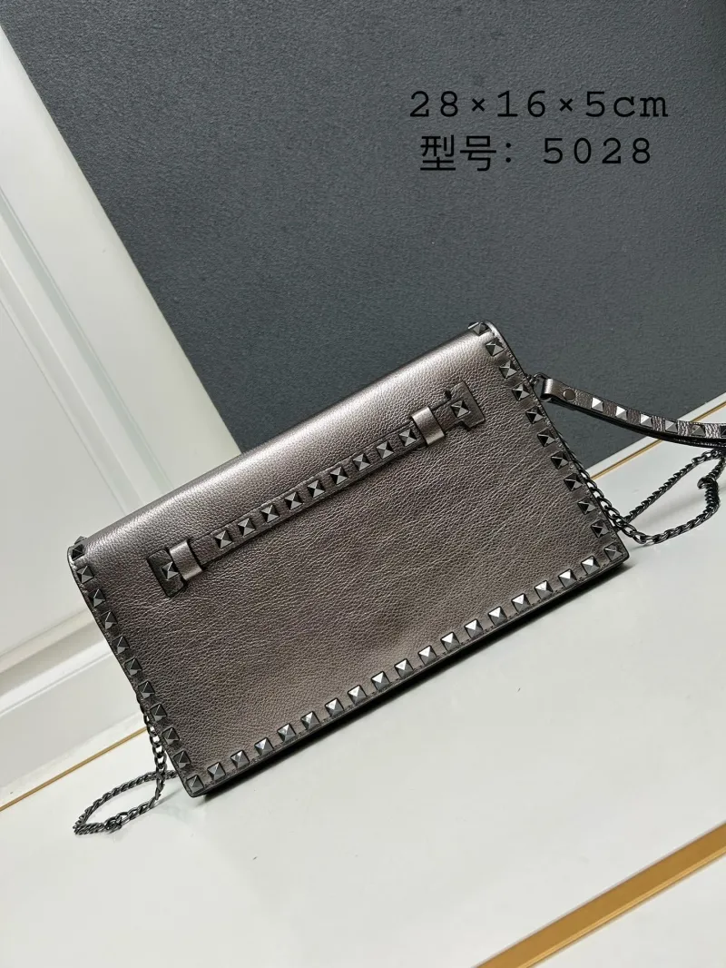 Valentino Metallic Gray Chain Satchel Bag Model 5028