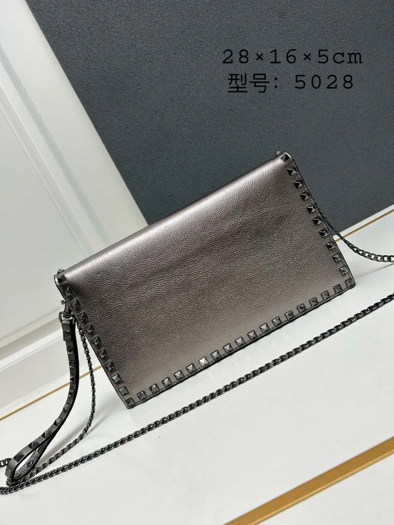 Alternative view of Valentino Metallic Gray Chain Satchel Bag Model 5028