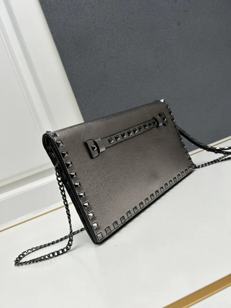 Valentino Metallic Gray Chain Satchel Bag Model 5028 - Image 3