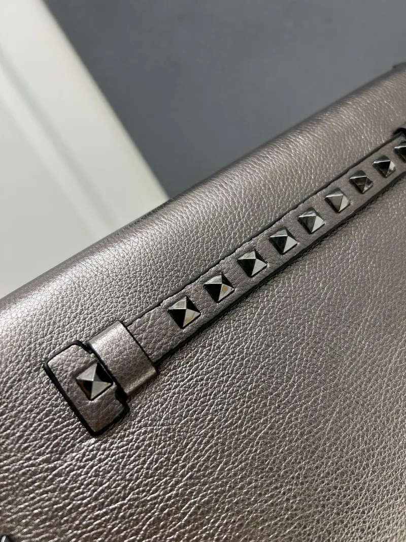 Valentino Metallic Gray Chain Satchel Bag Model 5028 - Image 4