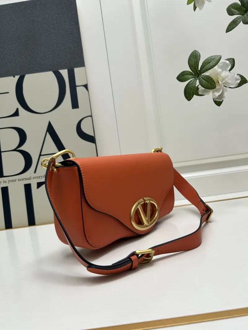 Valentino Orange Leather Satchel Bag 5032 - Image 3