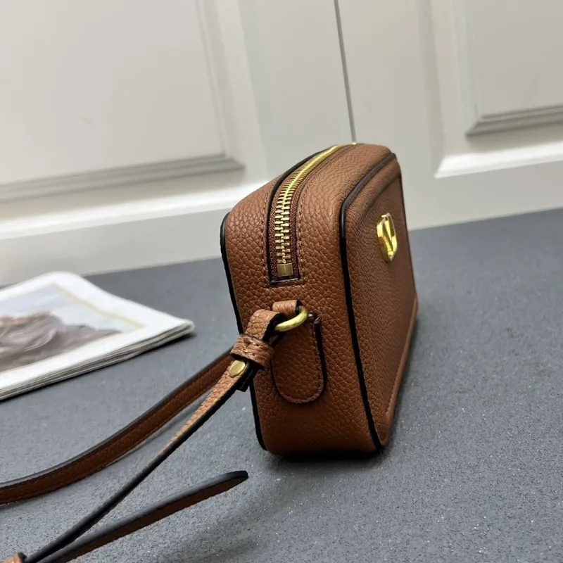 Valentino Brown Leather Crossbody Satchel Bag 5045 - Image 6