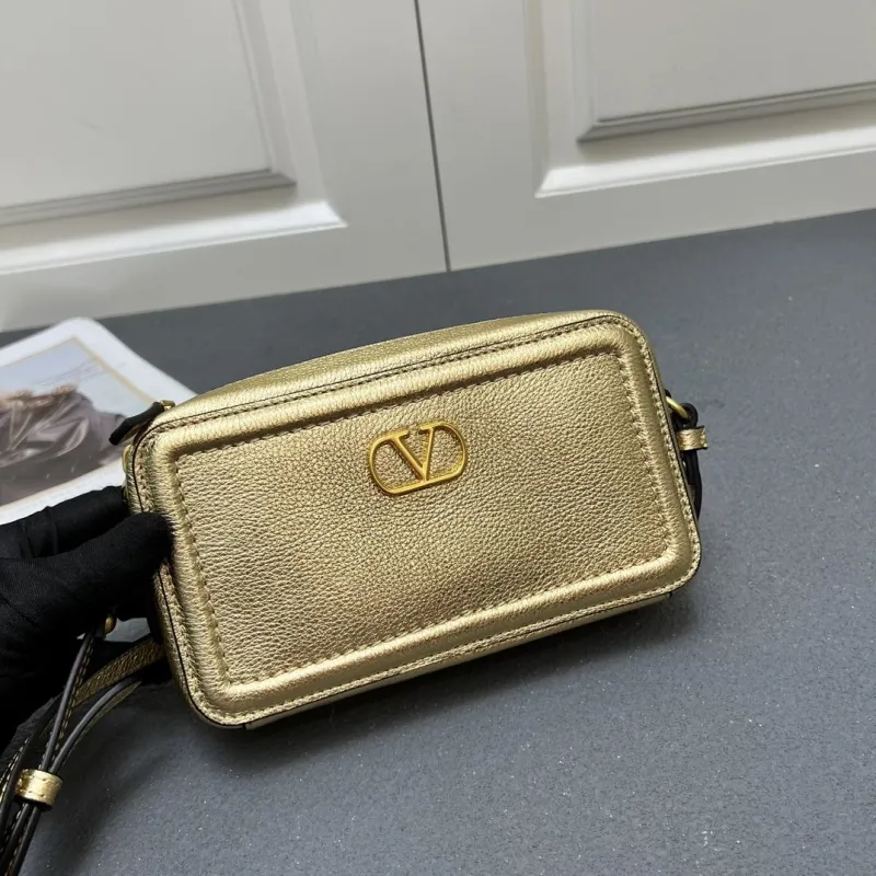 Valentino Gold Crossbody Satchel Bag 5045 - Image 3