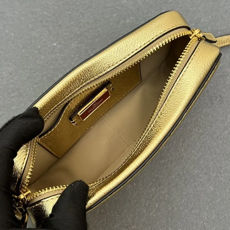 Valentino Gold Crossbody Satchel Bag 5045 - Image 8