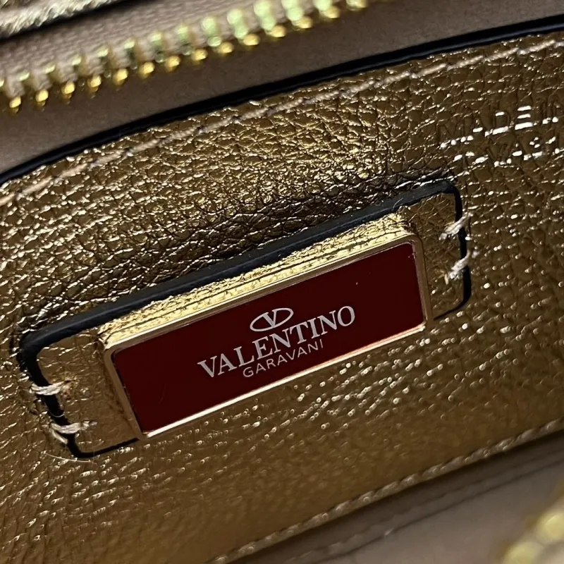 Valentino Gold Crossbody Satchel Bag 5045 - Image 9